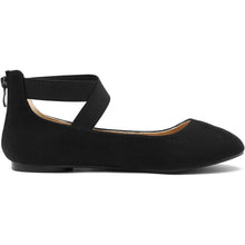 Load image into Gallery viewer, Sole_Stretchy Black Fashion Elastic Ankle Straps Flats Shoes Size 8.5 M US