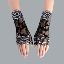 Load image into Gallery viewer, Elegant Lace Fingerless Gloves for Women Black & Gray
