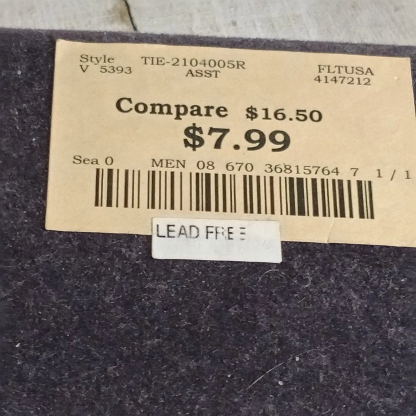 Claiborne Men’s Silver Tone Hook Button Tie Chain New in Box Lead Free