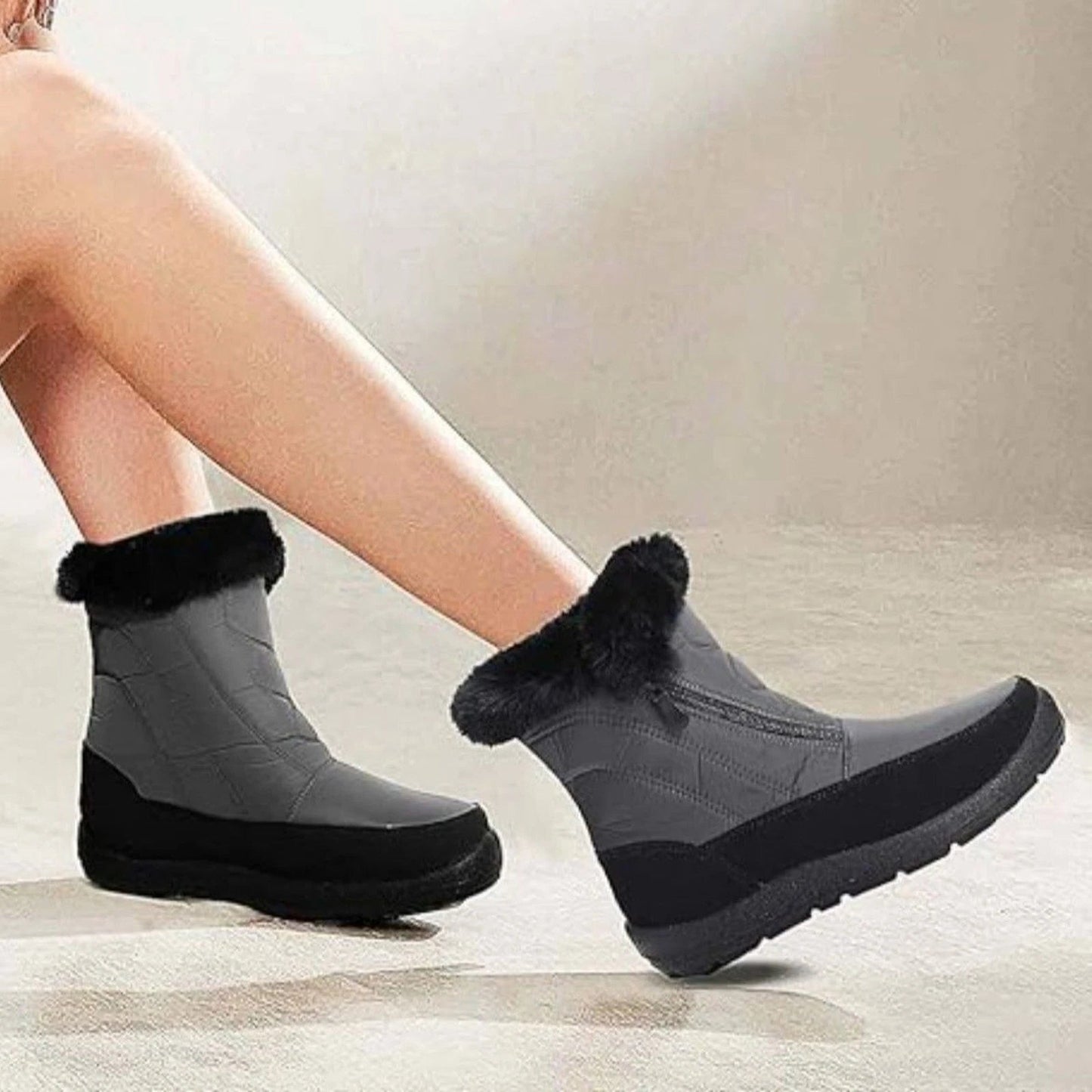 Snow Warm Ankle Boots Waterproof Outdoor Slip On Fur Lined Anti-Slip Zipper 9.5