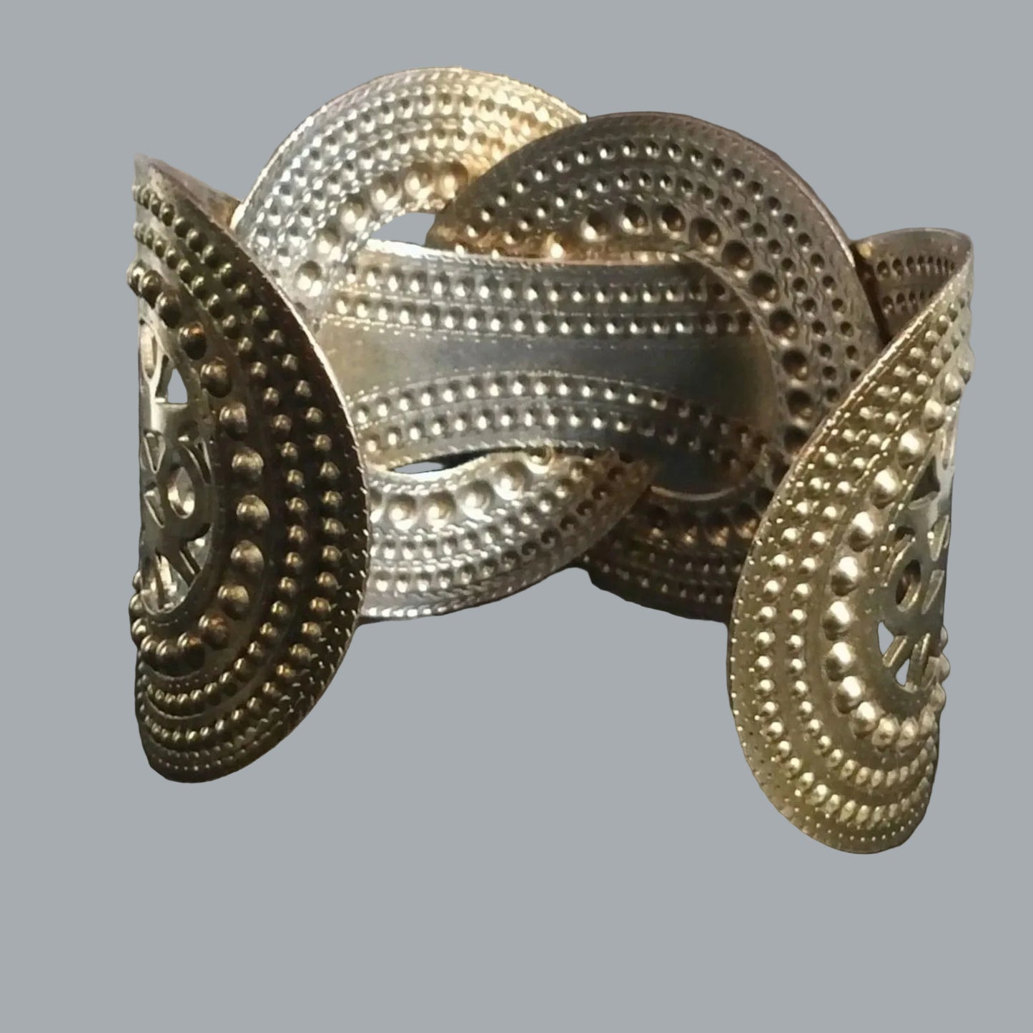 Boho Gold-Tone Embossed Cuff Bracelet | Vintage-Style Filigree Open Bangle