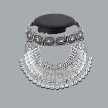 Load image into Gallery viewer, Retro Double Silver-Tone Necklace – Ethnic Statement Ren Faire Collar