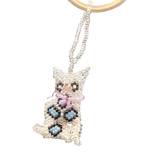 Load image into Gallery viewer, Cat Seed Bead Ethically Made Keychain - Zipper pull - Guatemala 2"