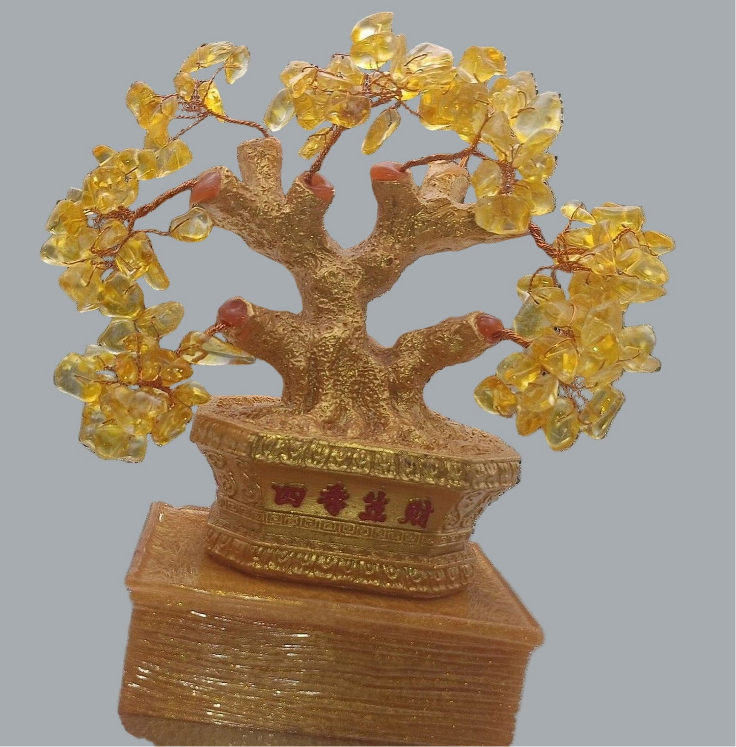Yellow Gemstone Tree in Gold Pot – Prosperity Crystal Decor & Gift Idea