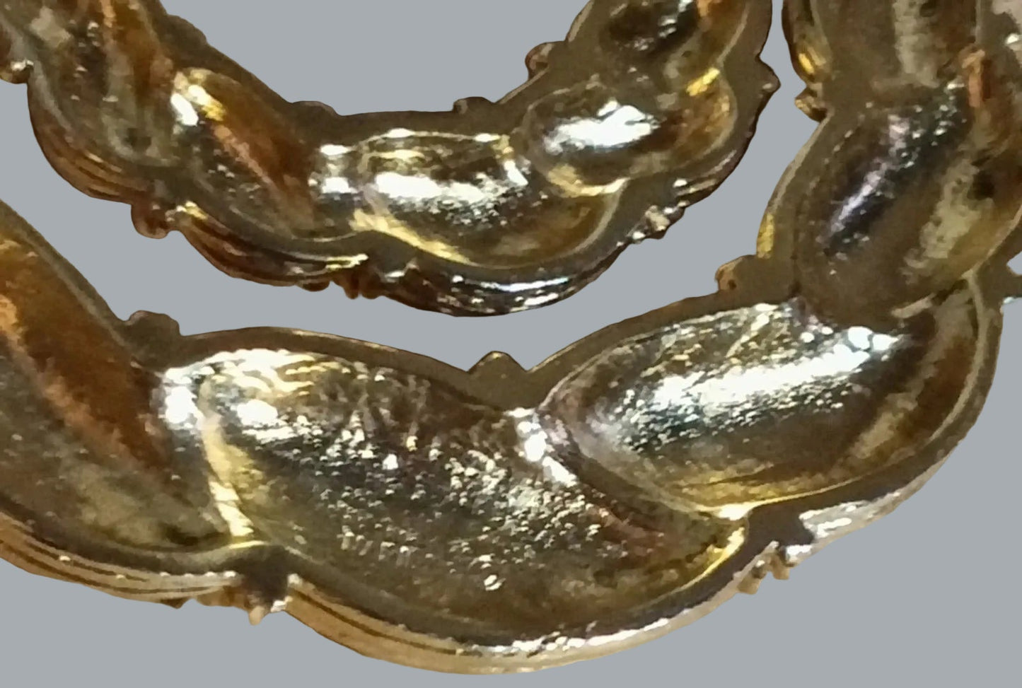 Signed © Napier Goldtone Double Circle Pendant Necklace Textured 2.5” Vintage