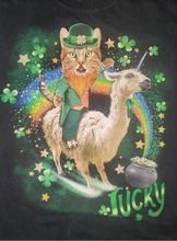 Load image into Gallery viewer, Funny Cat Leprechaun T-Shirt 2XL St. Patrick’s Day Llama Unicorn Lucky Tee