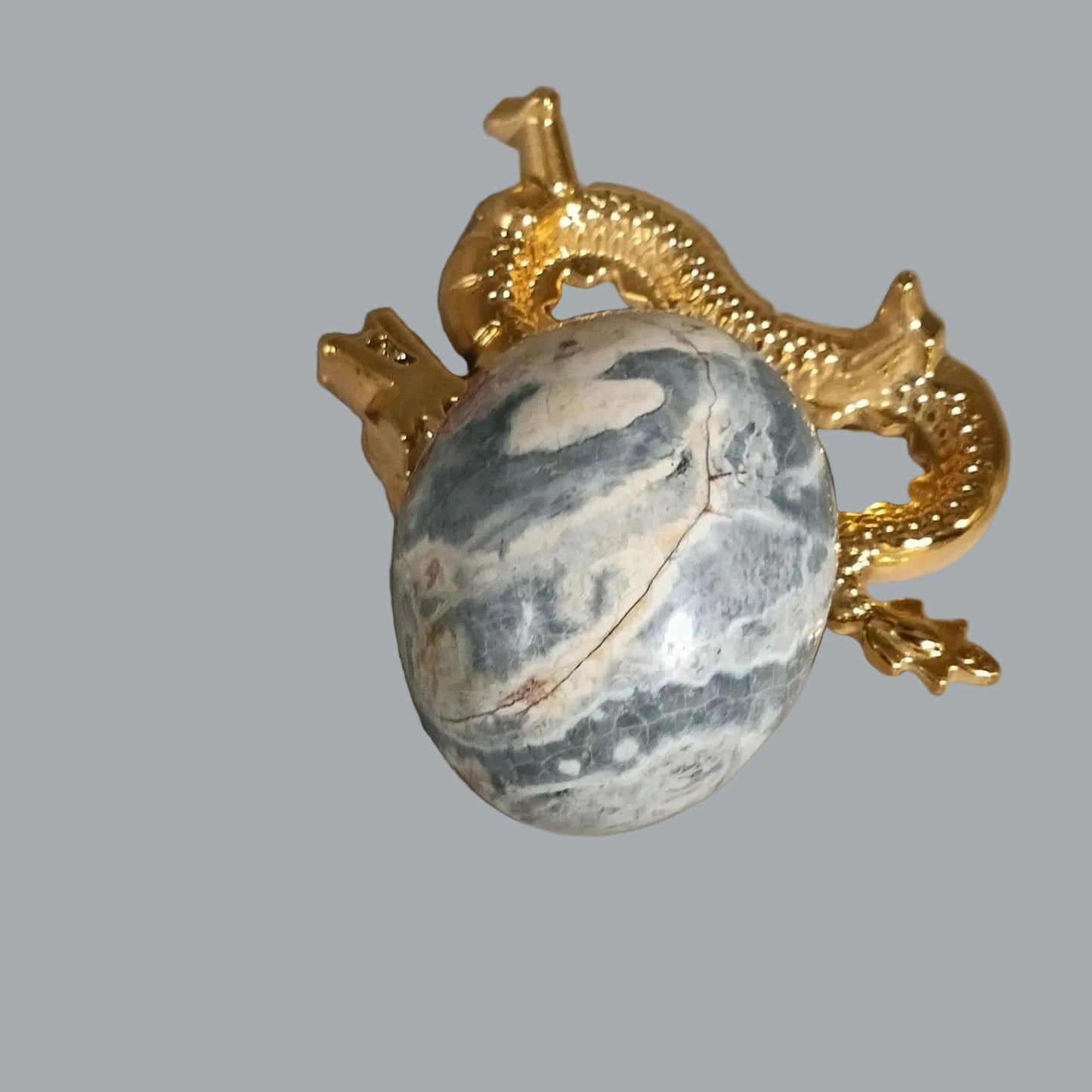 3" Polished Natural Stone Egg Gray White Red Stone