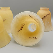 Load image into Gallery viewer, 4 Vintage Amber Alabaster Slag Glass Lamp Shades – Bell Vanity Light Set