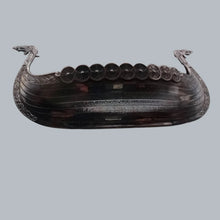 Load image into Gallery viewer, 10.5-inch Metal Viking Longboat Sitting on a Sturdy Wooden base
