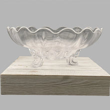 Load image into Gallery viewer, Vintage Indiana Glass Wheat Leaf 3-Footed Bowl 10" Clear Etched Crystal Unmarked