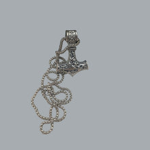 Load image into Gallery viewer, Viking Necklace Thor Hammer Celtic Pendant Nordic Amulet Silvertone 22" Chain C c