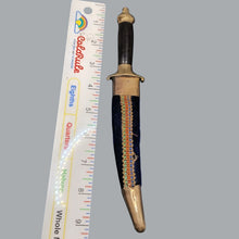 Load image into Gallery viewer, 9" Dagger With Blade 5.5" Ingraved Design India with Blue Fabric Wraped Scabbard