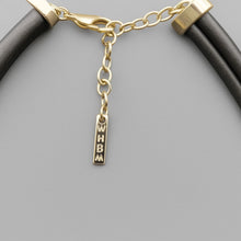 Load image into Gallery viewer, WHBM 30" Gold & Black Cord Necklace – Rhinestone Bands, Bold Statement