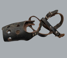 Load image into Gallery viewer, Vintage Vented Black Leather Dog Muzzle with Buckle Straps
