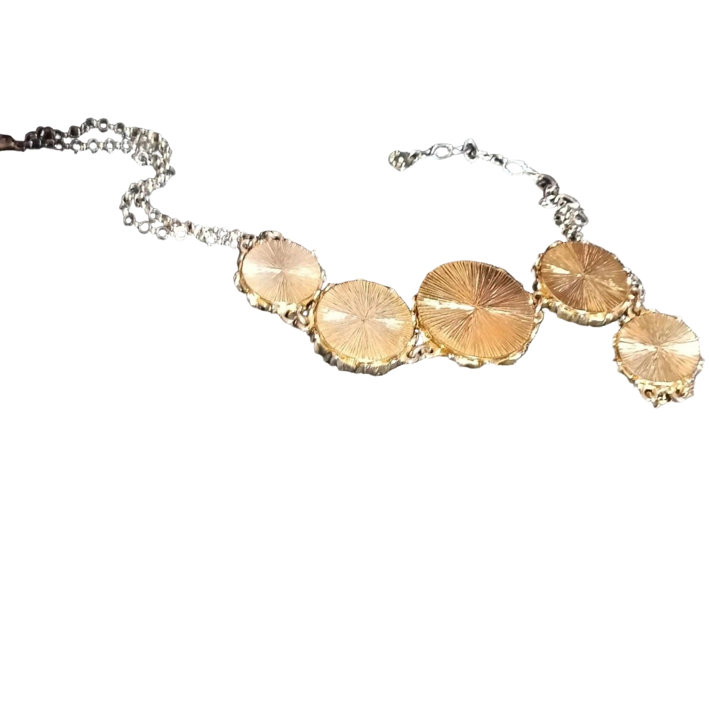 Talbots Gold Tone Champagne Floral Statement Necklace Retro Womens Jewelry