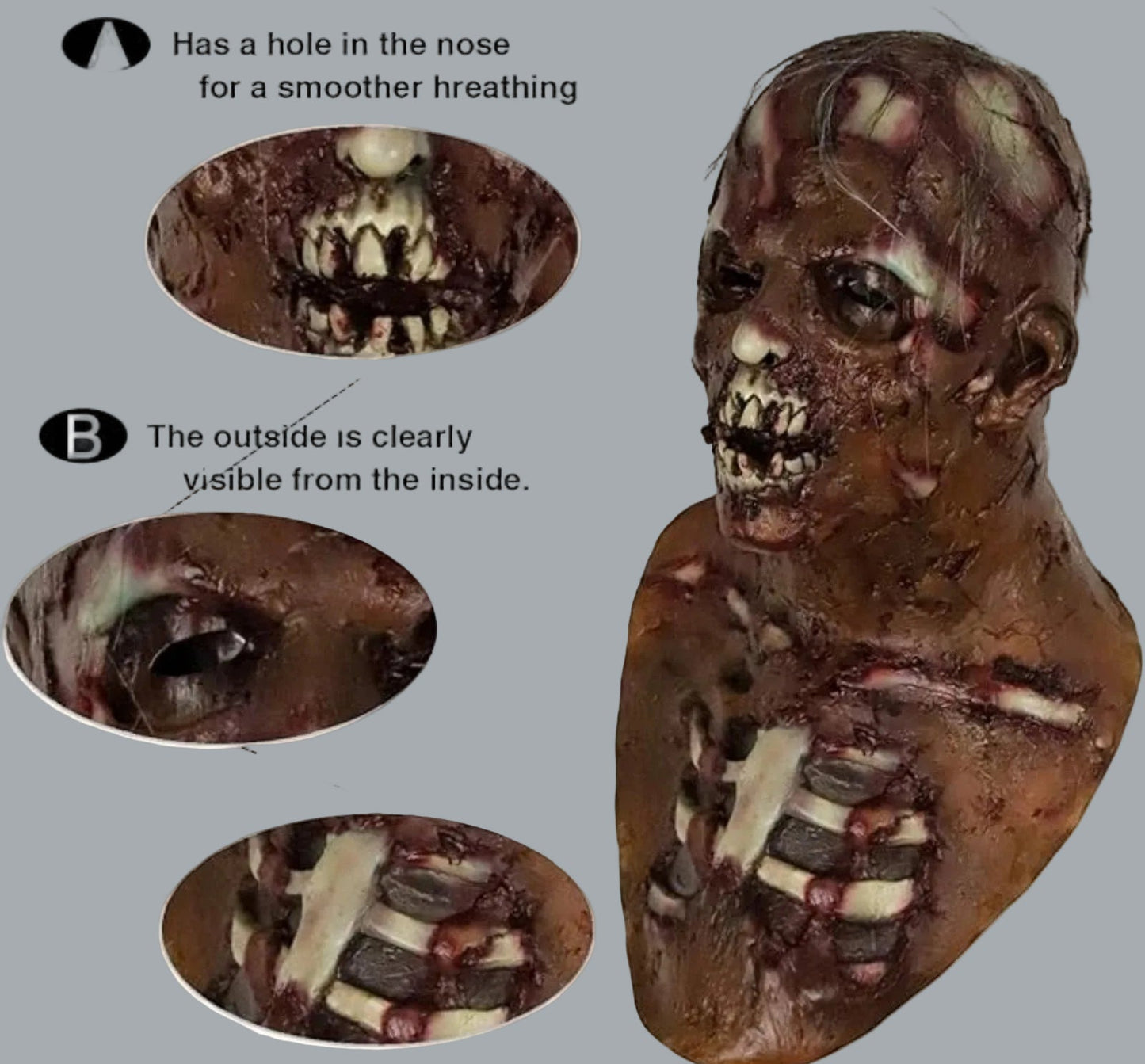 Scary Mask Latex Halloween Costumes Rubber Zombie