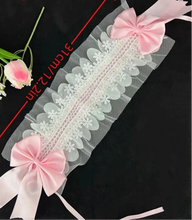 Load image into Gallery viewer, Green & White Lace Party Headband – 12.2" Clip-On Bow Hair Accessory