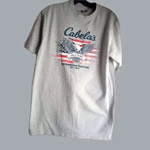 Load image into Gallery viewer, Cabela's Patriotic T-Shirt Men's M Gray "Land of the Free" an American Tradition