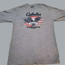 Load image into Gallery viewer, Cabela's Patriotic T-Shirt Men's M Gray "Land of the Free" an American Tradition