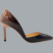 Load image into Gallery viewer, Patent Leather Pointed Toe Medium Heel Slip On Stiletto Pumps Nude Black 7.5 US
