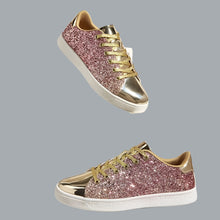 Load image into Gallery viewer, Glitter Sneakers Lace up Fashion Sneakers Sparkly Women Shoes 10 B(M) US Gold
