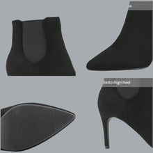 Load image into Gallery viewer, Black Suede Pointed Toe Stiletto High Heel Ankle Booties Size 6 B(M) US Kizzy-1