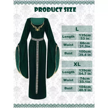 Load image into Gallery viewer, 4 Pcs Medieval Princess Dress with Waistband Renaissance Black XXL