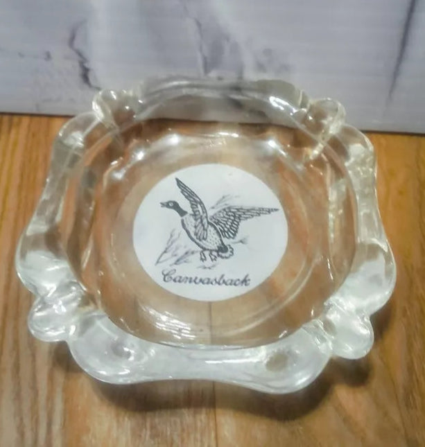 Vintage Federal Glass Sportsman Canvas Back Duck Glass Ashtray Tobacciana