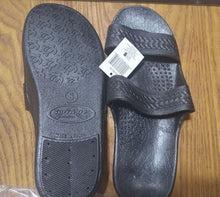 Load image into Gallery viewer, Rubber Slide On Sandals Flexible Double Strap Slippers Waterproof 8 M US, Black