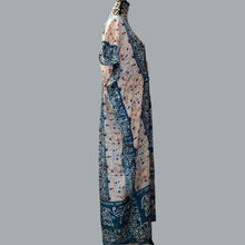 Load image into Gallery viewer, Women Long Kaftan Women One Size Maxi Dress Beach Caftan Poncho Blue Elephant