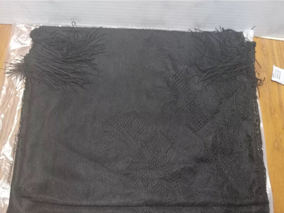 Plus Size Boho Cover Up Lace Batwing Sleeve Open Front Tassel BK Beach Cover Up