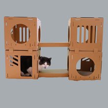 Load image into Gallery viewer, Midlee Cardboard Cat Climbing House Furniture- 2 Tower w/Scratching Pads