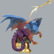 Load image into Gallery viewer, Dragon with Bells Hanging Christmas Ornament with Ribbon