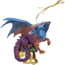 Load image into Gallery viewer, Dragon with Bells Hanging Christmas Ornament with Ribbon