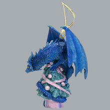 Load image into Gallery viewer, Blue Dragon on Christmas Tree Ornament