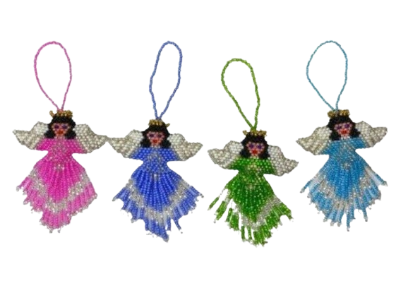 ANGEL SEED BEAD ORNAMENT Hand beaded in Guatemala 1 Random Angel