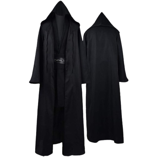 Cosplay Adult Tunic Hooded Robe Outfit Full Set US Size XXX-Large Black Full Set