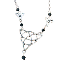 Load image into Gallery viewer, Gothic Irish Knot Head Piece Crystal Magic Wizard Rune Symbol Hair Access Black
