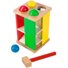 Load image into Gallery viewer, Pound &amp; Roll Wooden Tower Toy + Hammer Pound A Ball Educational Toddler 2+

