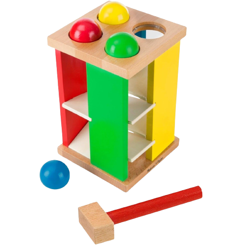 Pound & Roll Wooden Tower Toy + Hammer Pound A Ball Educational Toddler 2+
