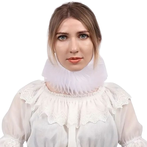 Elizabethan Dickens Ruff Neck Clown Collar White One Size Fits Most