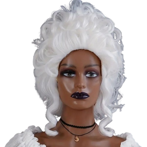 Costume Wig Royal Court Hat Wig, Role Playing 18" Wig, Pure White Cosplay Wig