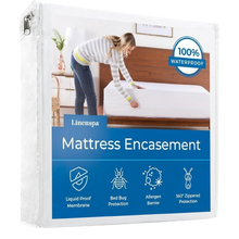 Load image into Gallery viewer, Zippered Mattress Cover Water &amp; Bed Bug Proof Noiseless &amp; Absorbent King White
