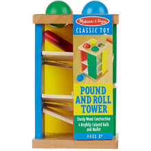 Load image into Gallery viewer, Pound &amp; Roll Wooden Tower Toy + Hammer Pound A Ball Educational Toddler 2+
