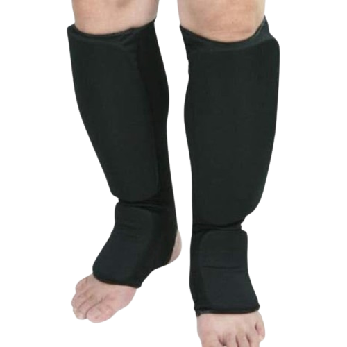 Cloth Shin & Instep Guard Foot Protective Gear Protector Sparring Black Child Sm