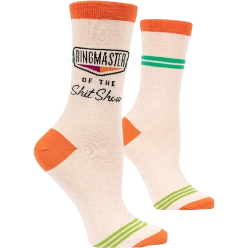 Women's Crew, Ringmaster of The Shit Show (Orange) (Women's Shoe Size 5-10)