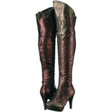 Load image into Gallery viewer, Ellie Shoes Women&#39;s Wonder Superhero Boots - Sexy Thigh High Heels Red Gold, 6
