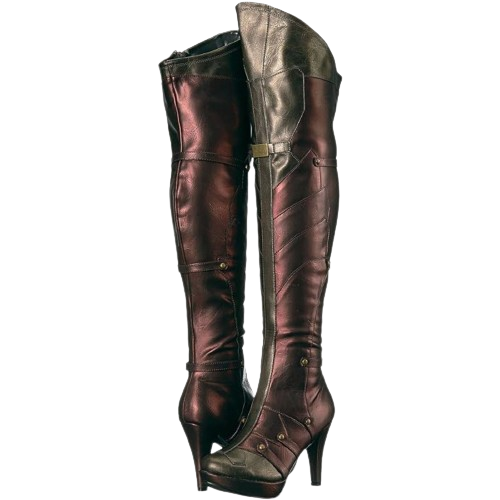 Ellie Shoes Women's Wonder Superhero Boots - Sexy Thigh High Heels Red Gold, 6