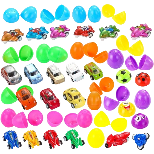 24 Pcs 2.25" Prefilled Eggs Various Pull Back Vehicles & Friction Vehicles