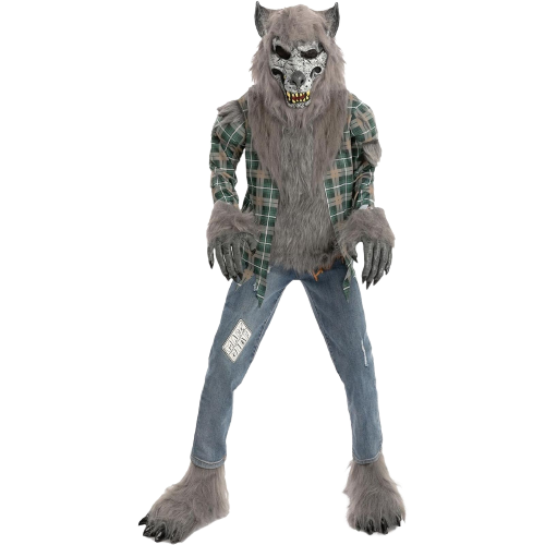 Child Unisex Green Werewolf Costume with Mask Gloves and Shoe Covers-XL(12-14yr)